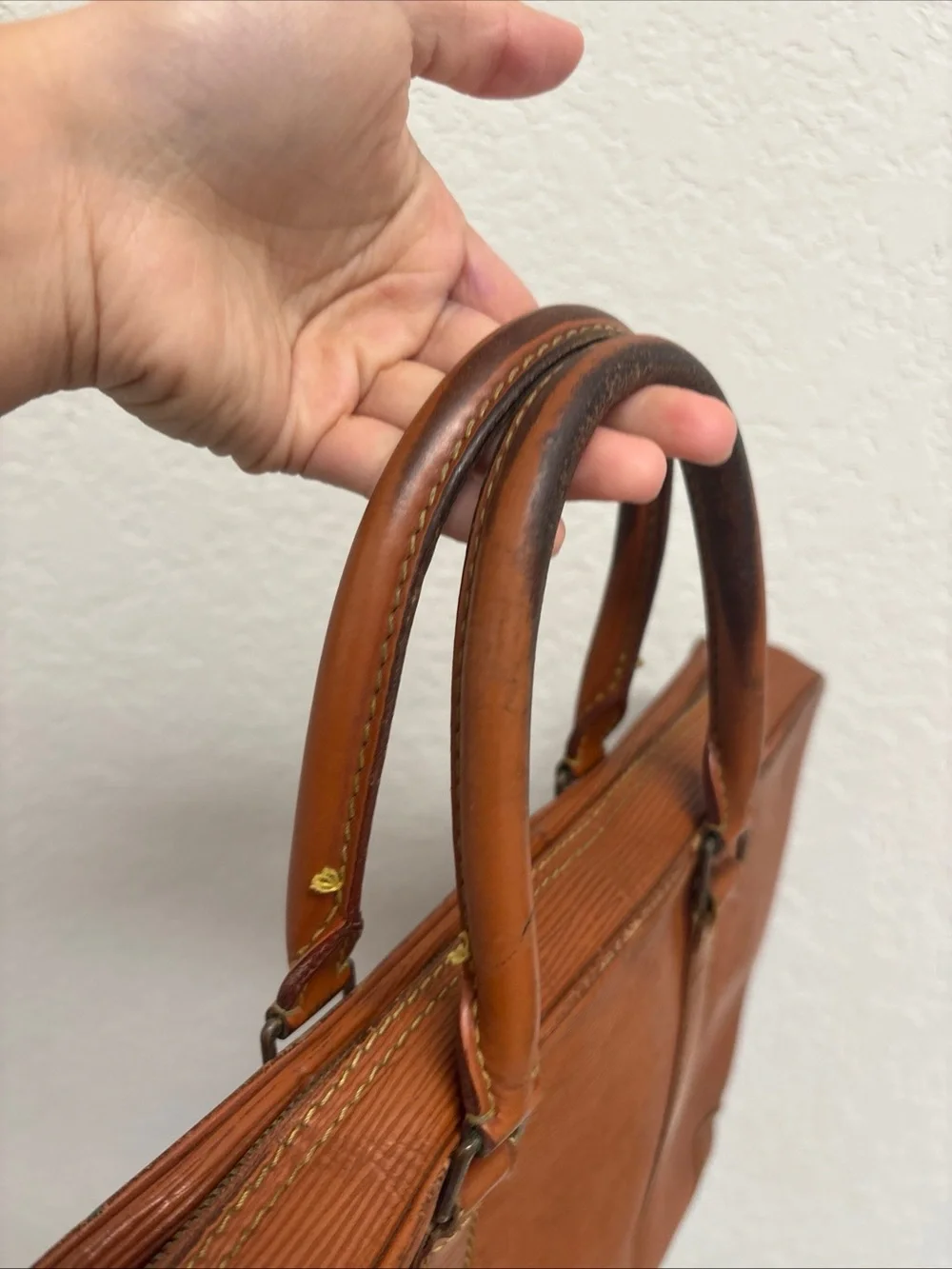 Louis Vuitton Porte Documents Voyage Brown Epi Handbag